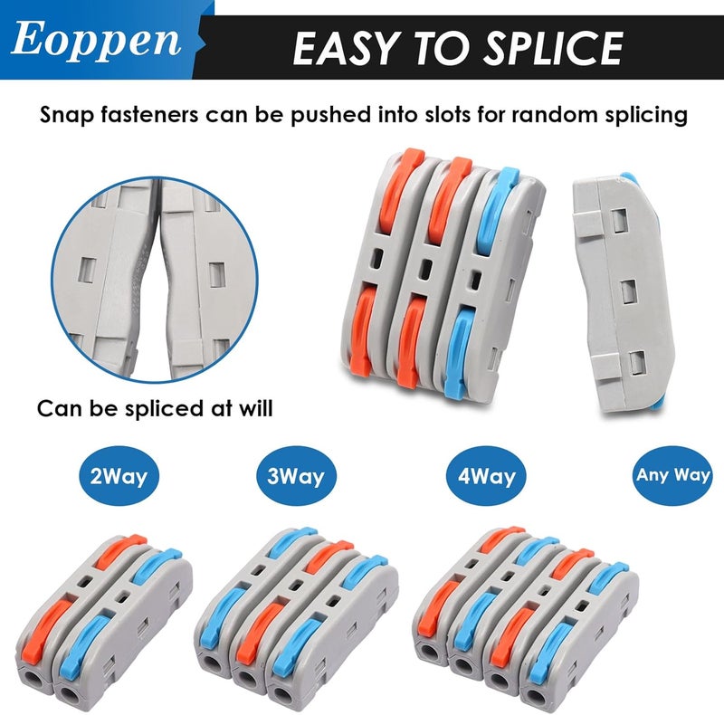 Eoppen 60Pcs Lever Wire Connectors 28-12 AWG Quick Connect Electrical Splicing Kit for Circuit Inline 1 in 1 out - Image 4